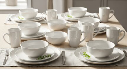 Ceramic Dinnerware Set (16-Piece, White)
